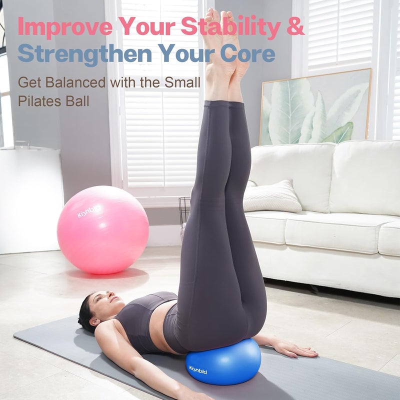 kisnbld Small Exercise Ball, 9 Inch Mini Pilates Ball, Anti Burst and Slip Resistant Mini Yoga Ball for Stability, Fitness, Physical Therapy, Stretching & Core Strength Workout at Home Gym & Office - Image 2